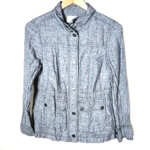 Caslon Blue 100% linen button down casual jacket size XS petite XSP B183